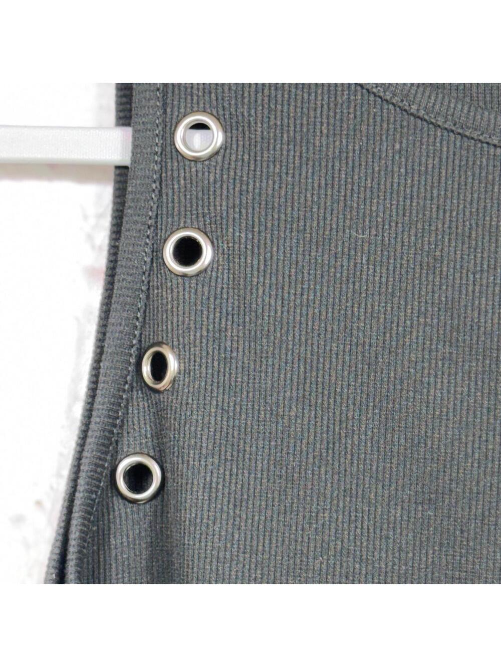 Black Sleeveless Tank Top with Metal Eyelet Detailing - Picture 3 of 5